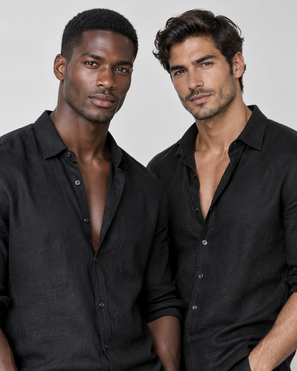 Two adult male models in the BATTY body care campaign
